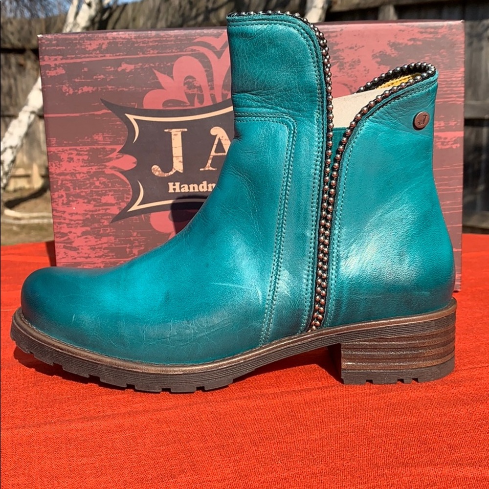 Jafa 497 Slip On Ankle Boots Teal Size 38 - Picture 3 of 10